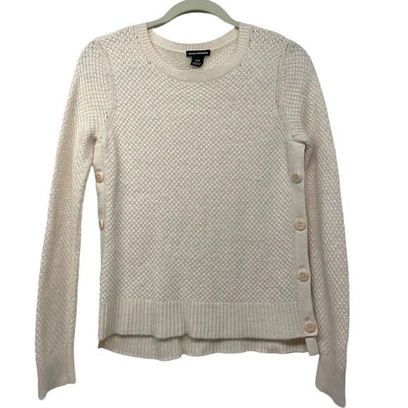 Club Monaco Angora Cashmere Wool Blend Knit Sweater Side Buttons M Minimalist - Picture 1 of 10